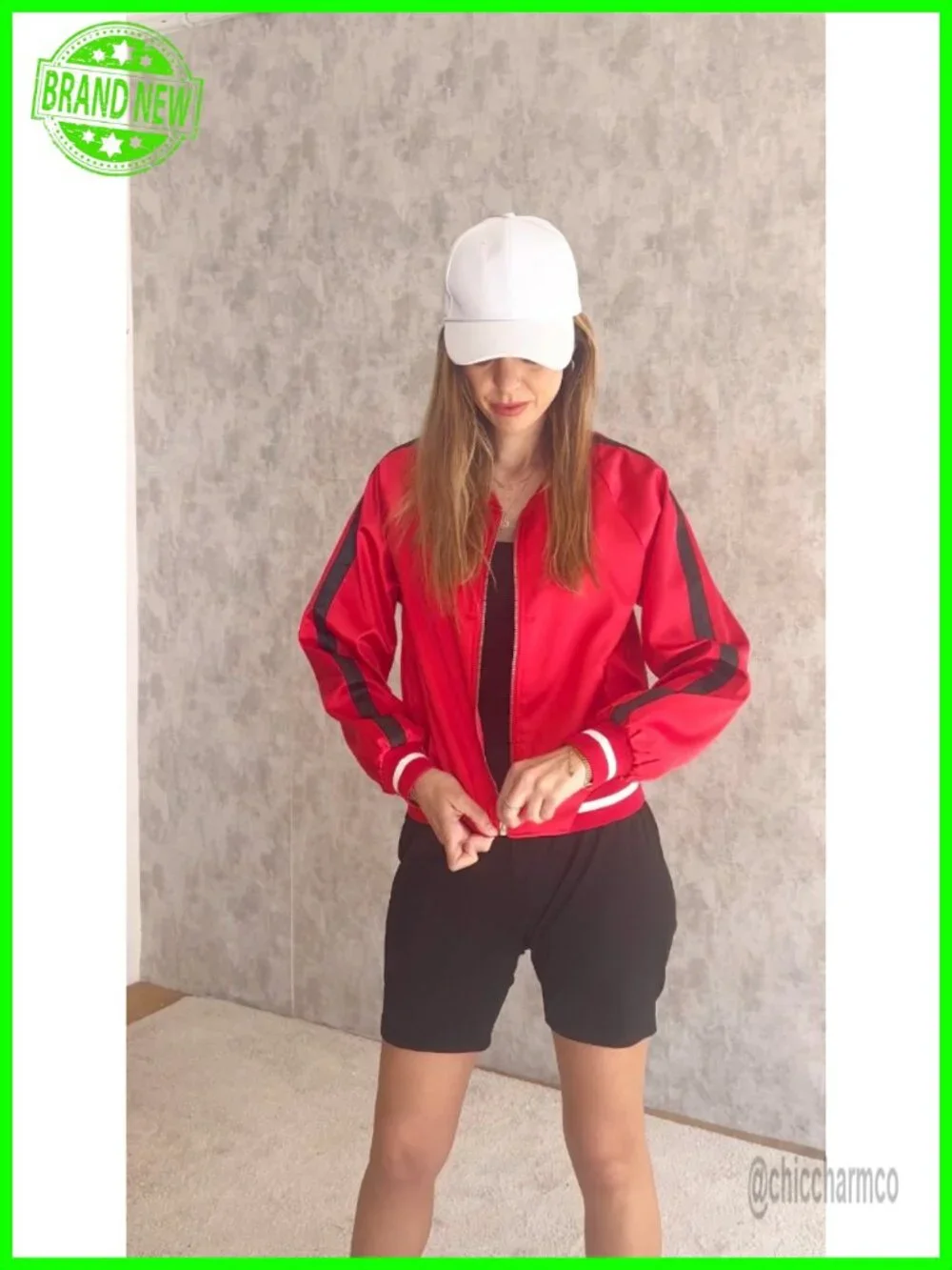 Lightweight Polyester Bomber Jacket Zip Up Windbreaker with Pockets